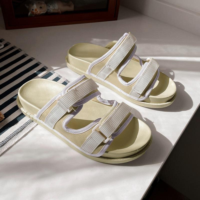 Non-slip Cool Slippers Women's Summer Slippers New Fashion Outer Wear Thick Sole Adjustable One-word Drag Women's Cloth Strap Sandals
