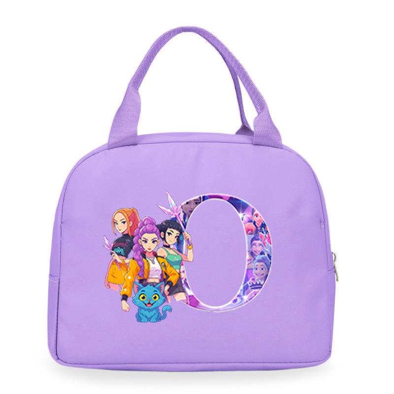 Trend Kpop Anime Cartoon Peripheral 26 Letter Printing Bento Bag Commuter Portable Lunch Box Bag