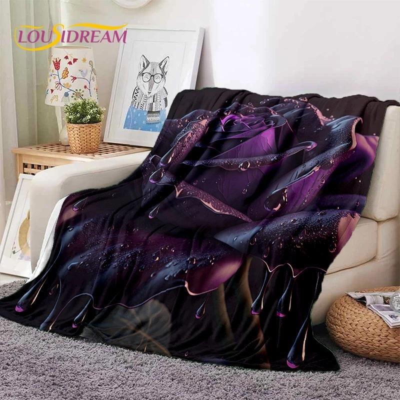 3D Rosenblumen Nordisch Romantische Weiche Decken, Warmhaltende Überwurfdecke Bequeme Decke für Picknick Betten Sofa Zuhause Schlafzimmer Geschenk