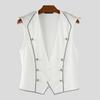 INCERUN Men V Neck Sleeveless Frills Buttons Irregular Casual Tank Tops Waistcoat