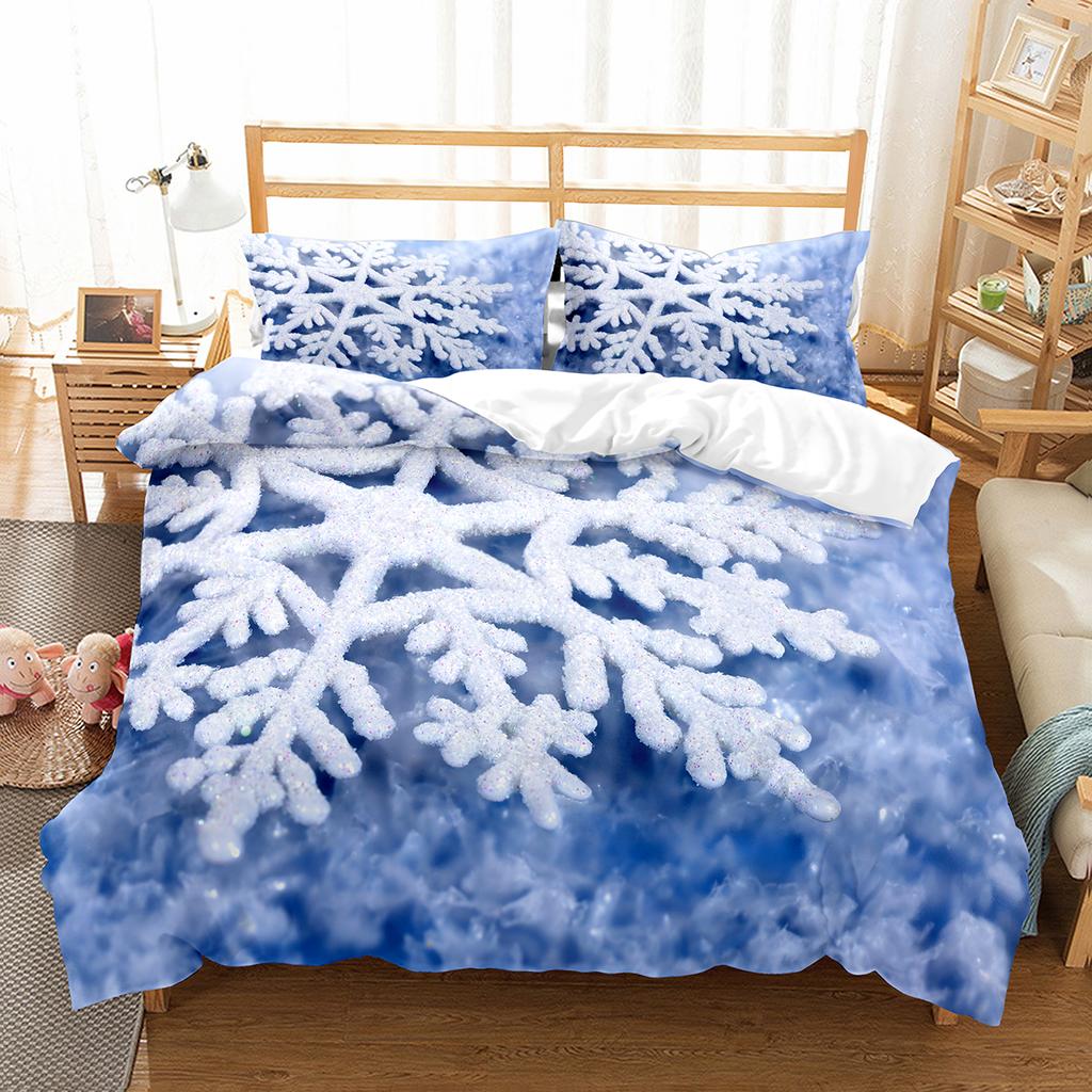 Sada povlaku na přikrývku Snowflake Zimní téma Polyesterový povlak na přikrývku Velikost Twin Full Pro Děti Dospívající Dospělé Dekorace do ložnice Ložní souprava
