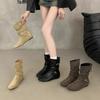 Inner Heightening Retro Belt Buckle Round Head Short Boots Autumn and Winter New Thin Boots Temperament Fashion Boots
