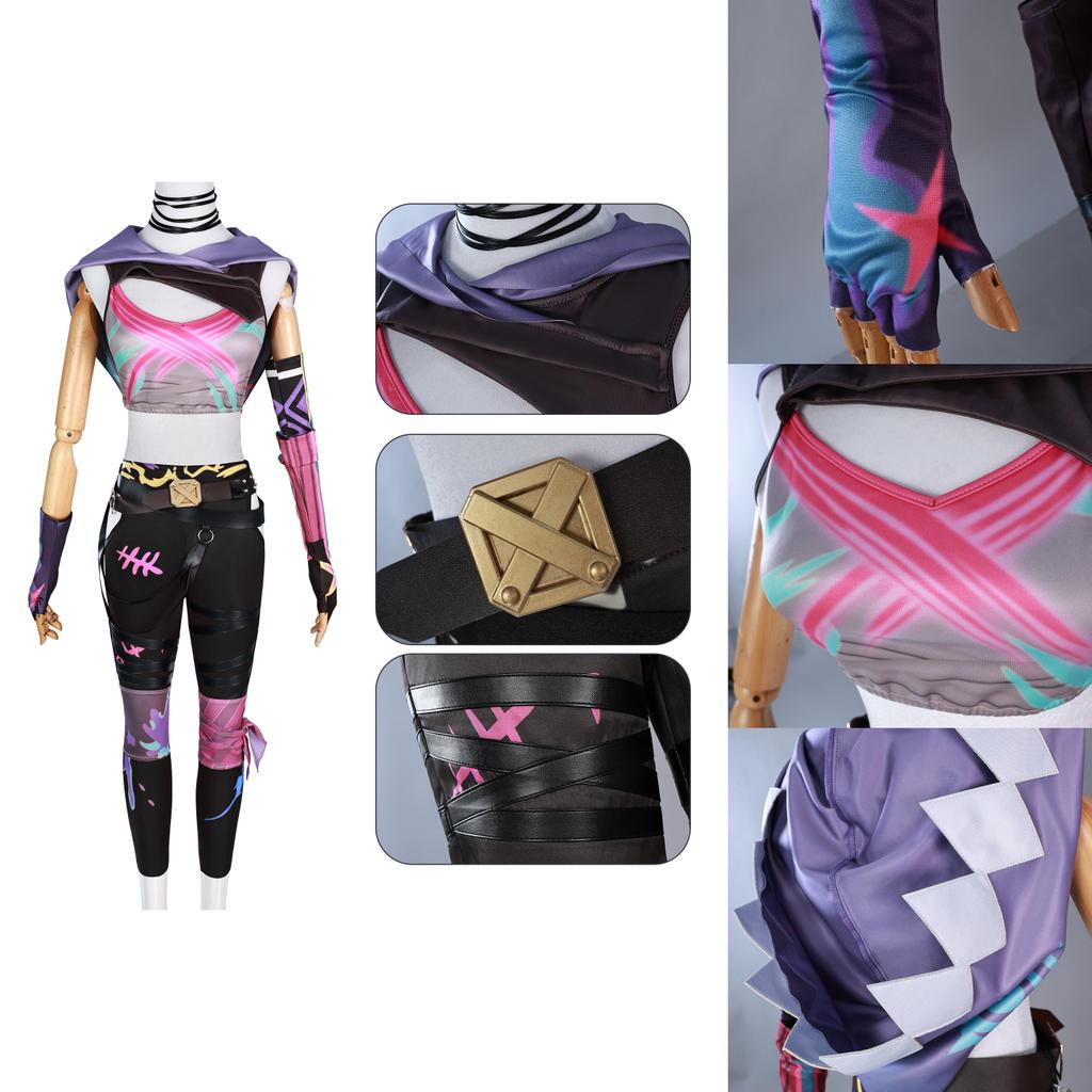 Entzückendes Lila Jinx Cosplay Kostüm aus Arcane League Of Legends für Gaming-Enthusiasten