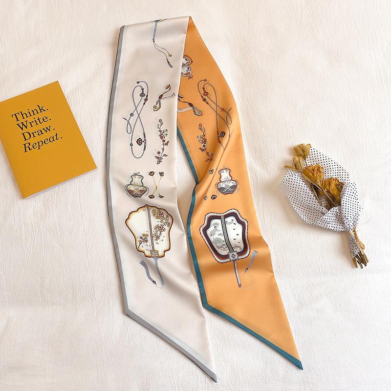 New Style Stylish Thin Narrow Strip Streamer Women's Rose Scarf Summer Sun Protection Scarf Japanese Hairband Scarf