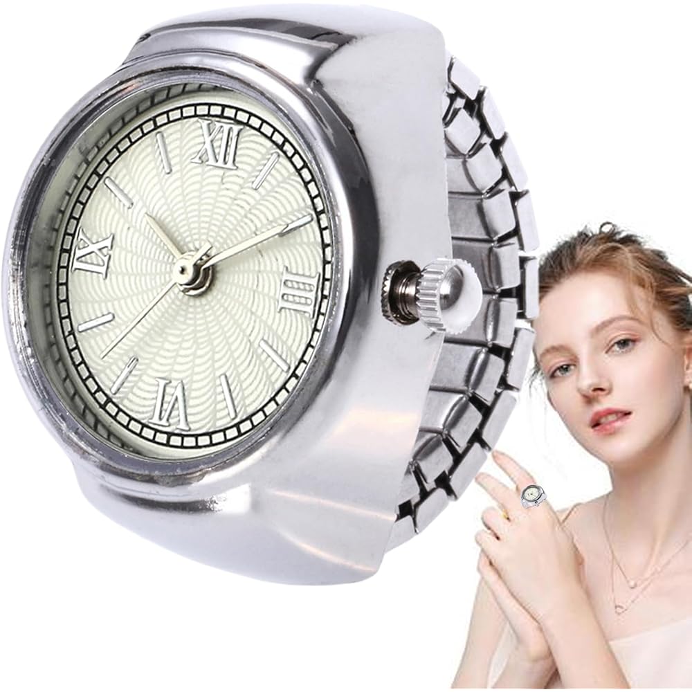 Stainless Steel Link Ring Watch Unisex Analog Fashion Accessory Lightweight Alloy Case Battery Operated Casual Use