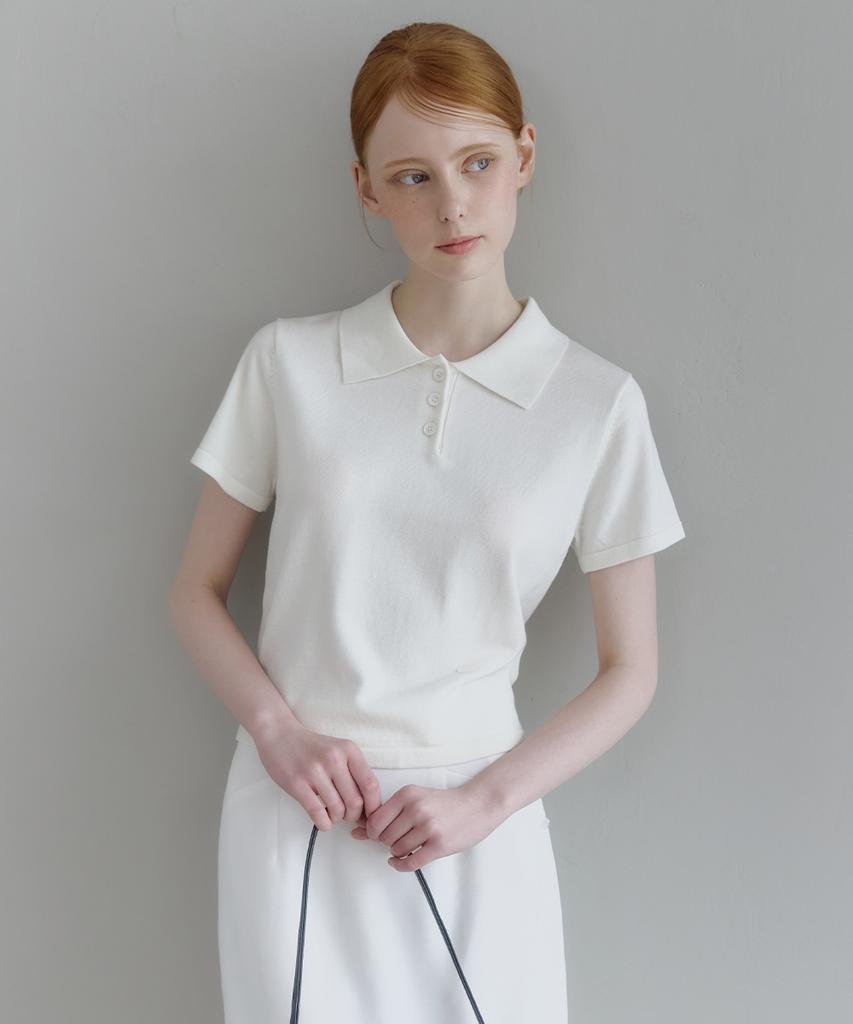 MICANE Stevie Basic Collared Shorts Sleeve Knit