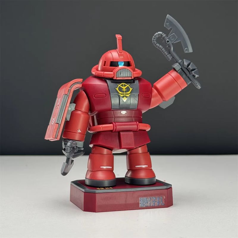 Anime Green/Red Fat Zaku Q Version Magnetic Assembly Action Figures Model Kit Collectible Mech Desktop Ornament Decor Toys Gifts