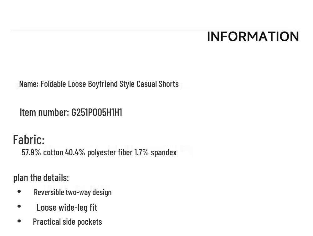 GREEN BELT Convertible Cuff Loose Fit Suit Shorts