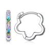 925 Sterling Silver Simple Style Rainbow Zirconium Flower Ear Buckles Hoop Earrings for Women Fine Jewelry Wedding Gift BSE612