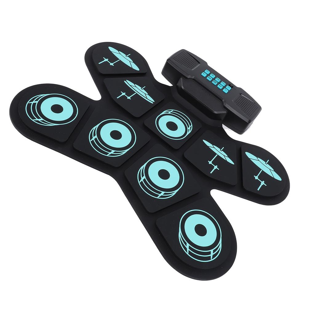 Electronic Drum Set 9 Drum Practice Pad With Dual Speaker Rechargeable Roll Up Electric Drum Pad