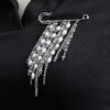 Hip Hop Trendy Imitation Pearl Tassel Chain Brooches for Men Women Waist-shaping Fixed Pin Accessory Multi-functional Jewelry