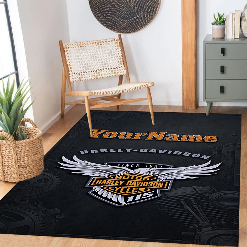 Harley-davidson Motorcycles Personalized Text Area Rug Perfect for Kitchen Dormitory Playrooms Hallway Anti-slip Rug Decorate Offices