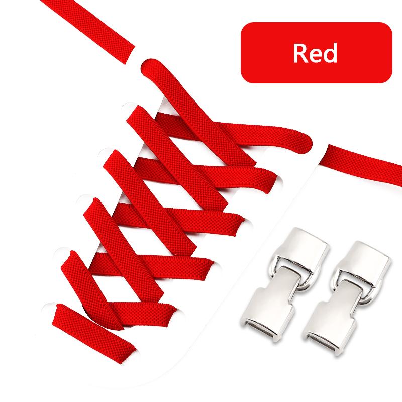 1 Pair Flat Shoelaces Metal Buckle Lock Elastic Shoe Laces Without Ties Sports Enthusiasts Lazy Shoes Lace Accessories