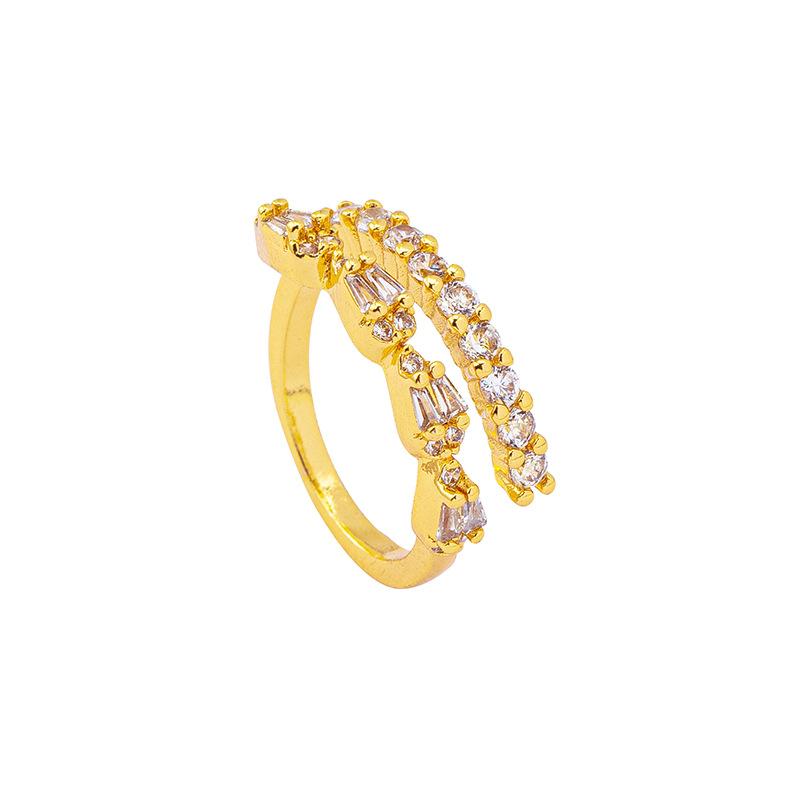 European and American Style Light Luxury Zirconium Snake-shaped Open Ring Index Finger Ring for Women