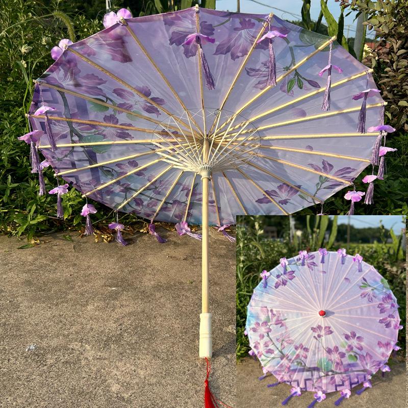 

Oiled Paper Umbrella, 82cm Handmade Chinese Plum Blossomm Parasol, Retractable & Rainproof Bamboo&24K фіолетовий