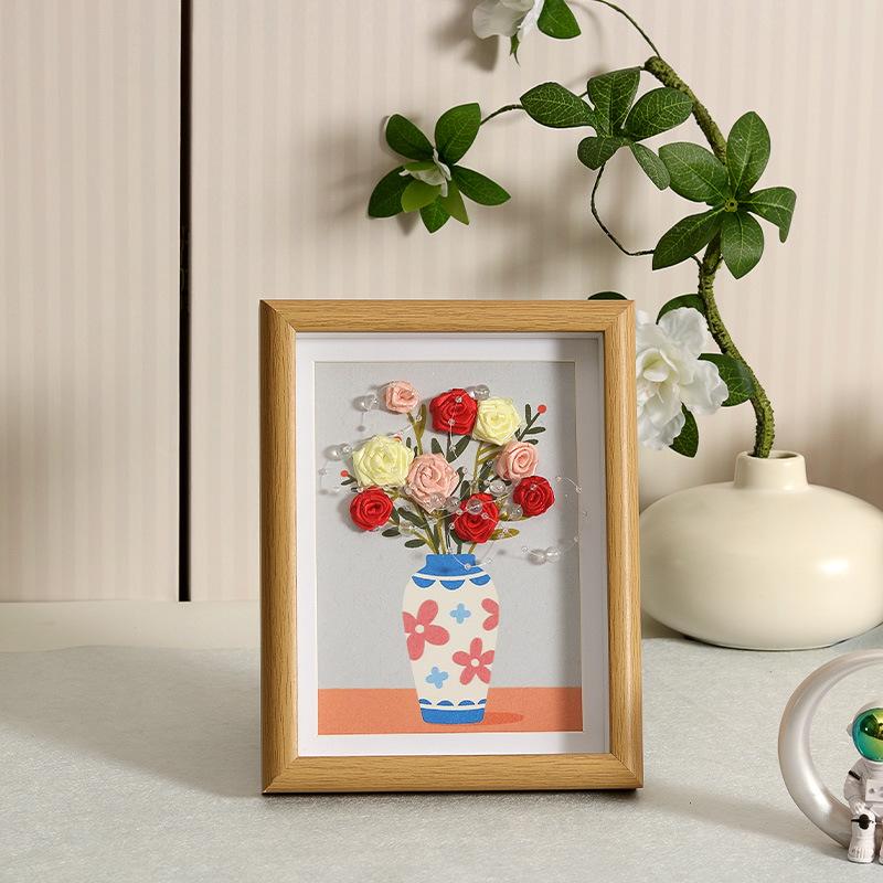 DIY Birthday Gift Kit: Handmade Rose Flower Ornaments & Photo Frame Materials