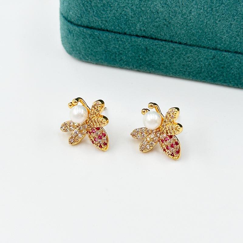 

Design Light Luxury Women S Earrings Full Of Diamonds, Small Bee Exquisite Stud Earrings