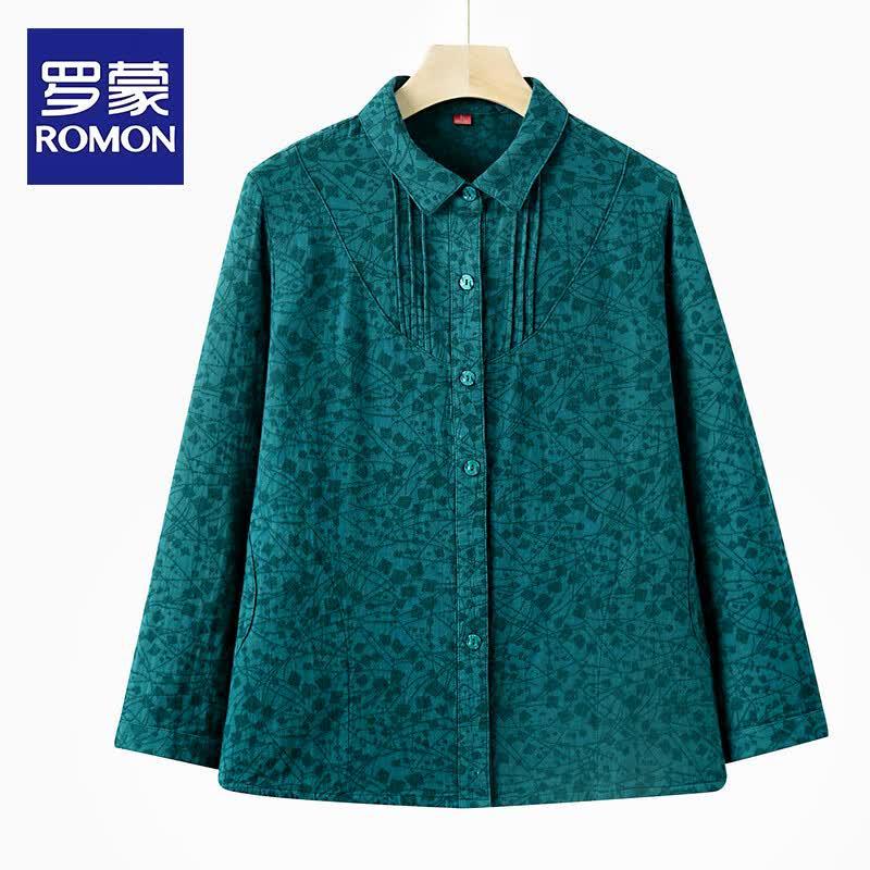 Romon Women s Pure Cotton Floral Long Sleeve Shirt 2XL