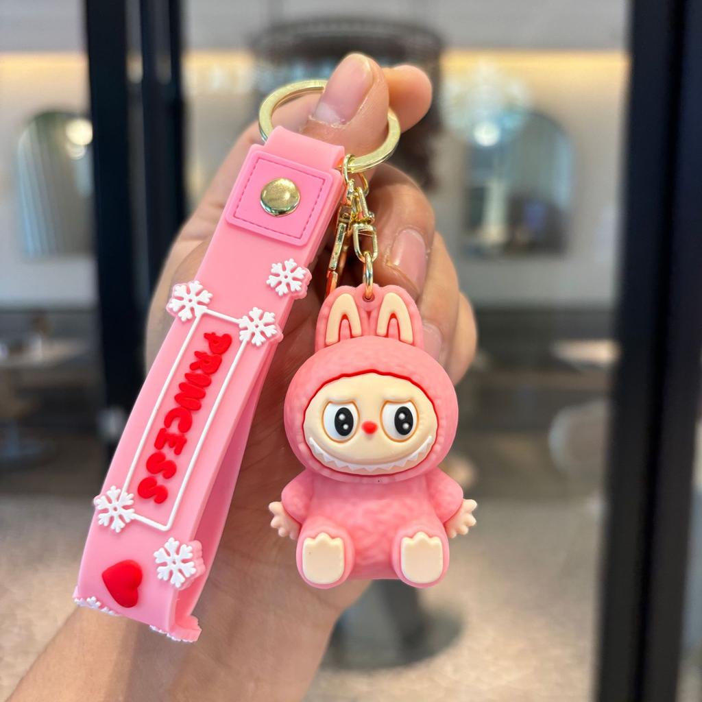 Anime Labubu Keychain Cute PVC Keyrings for Bags Pendant Gifts