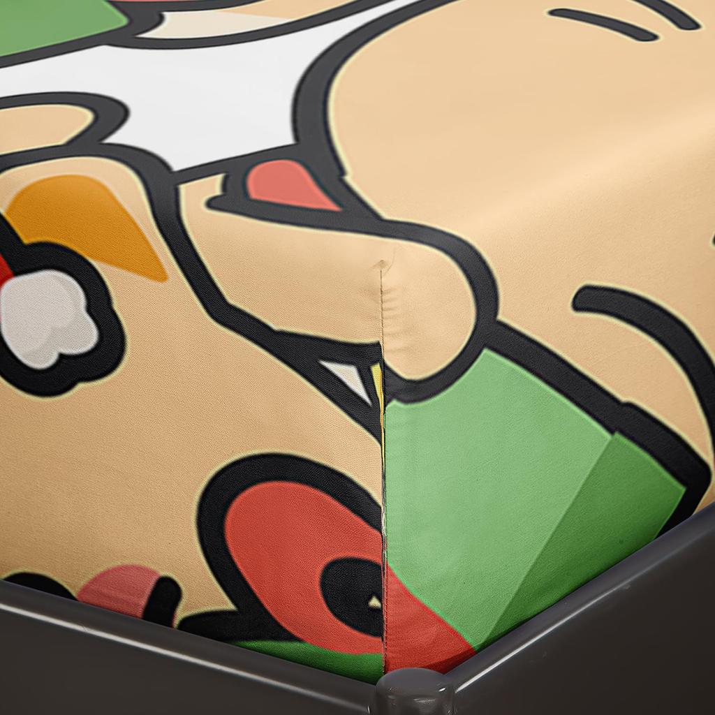 Cute Christmas Cat Pattern Bed Hat Four-Piece Bedding Set Bedroom Dormitory Bedding Decoration