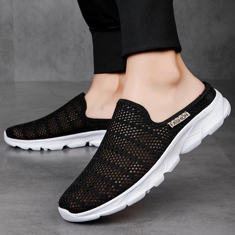Hollow Out Loafers Outdoor Mesh Flats Breathable Moccasins Comfy Sneakers Cool Muller Shoes Half Shoes Summer Mens Casual Shoes
