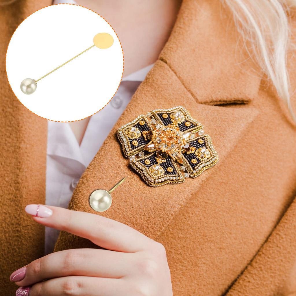 uxcell Round Brooch Pins, 80mm Metal Tray Stick Lapel Pins with Long Needle Clips for Women and Men, Badges, Scarves, and Hats, Gold Tone, 30 Pieces