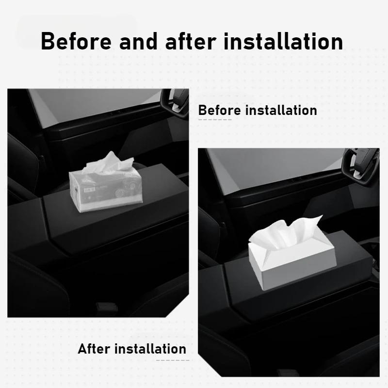 For Tesla Model 3/Y/S/X Car Tissue Box Silicone Seat Back Hanging Holder with Fix Strap for Model 3+ Model Y Juniper Cybertruck