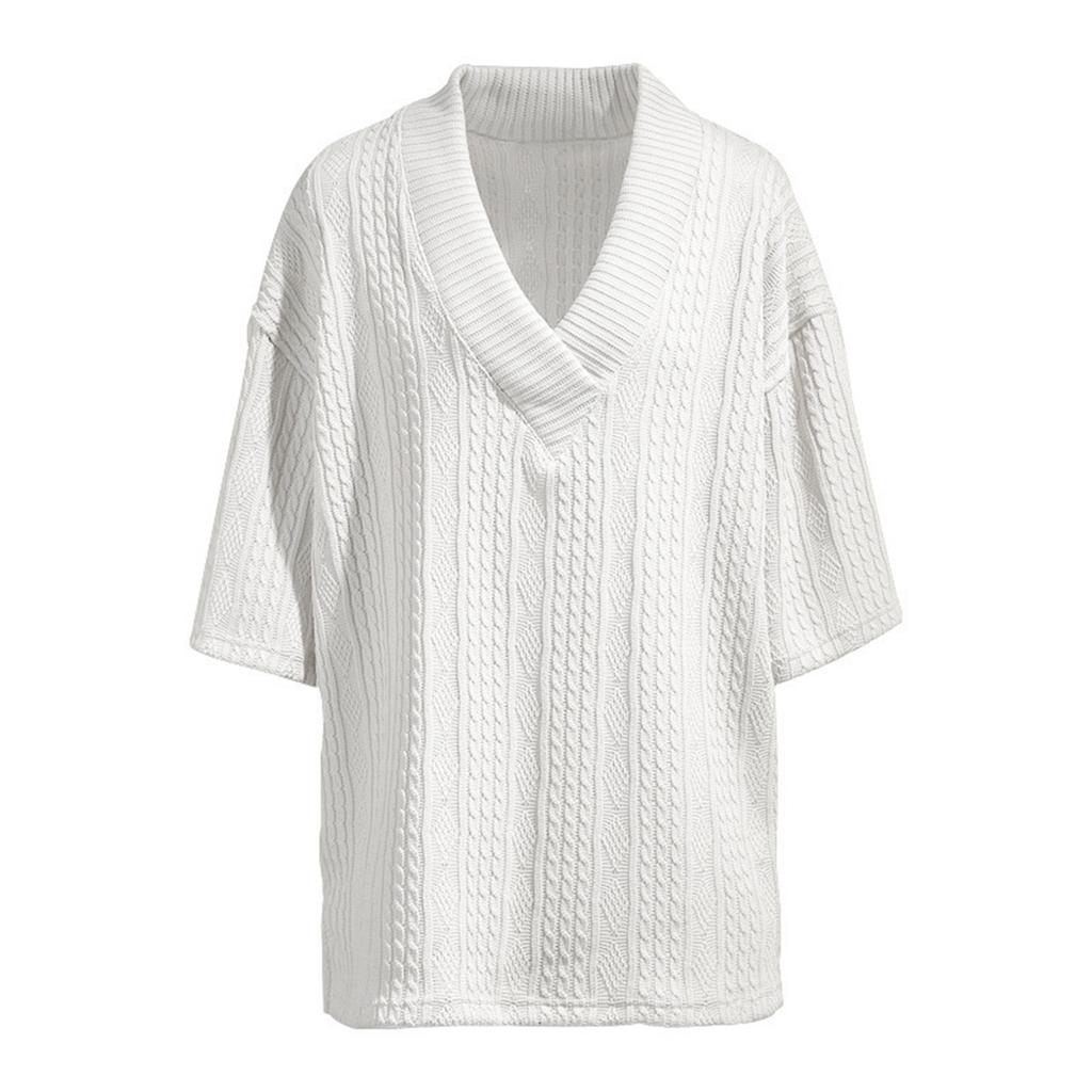 Men'S Large V-Neck Loose Casual Short Sleeved Shirt Sports Top