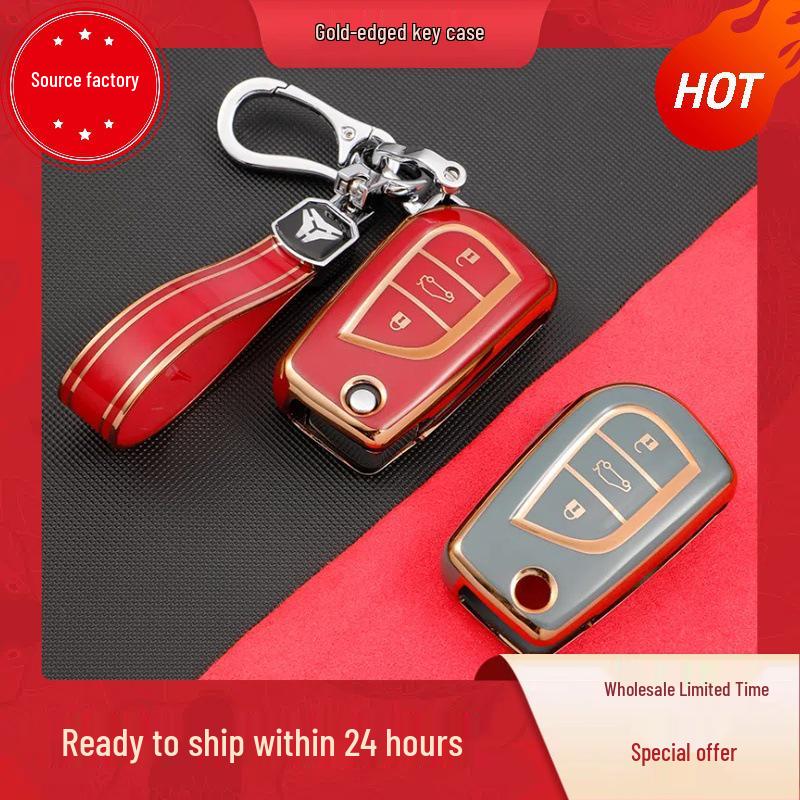 Full-Coverage Protective Case for Two-Button Toyota Keys, Fits Corolla, Highlander, Reiz, RAV4