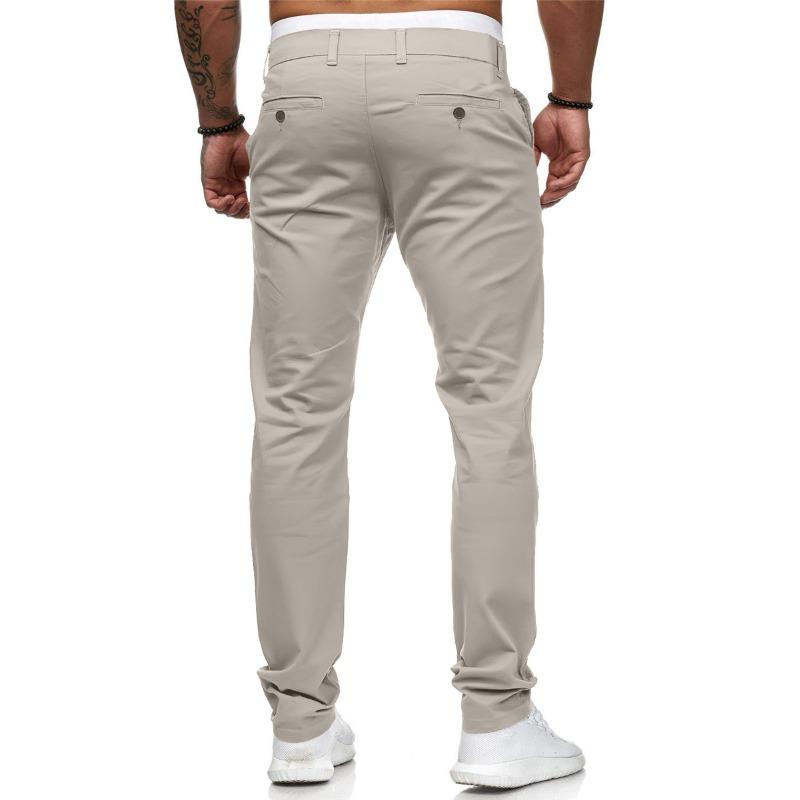 Men European Style Solid Color Loose Casual Long Trousers