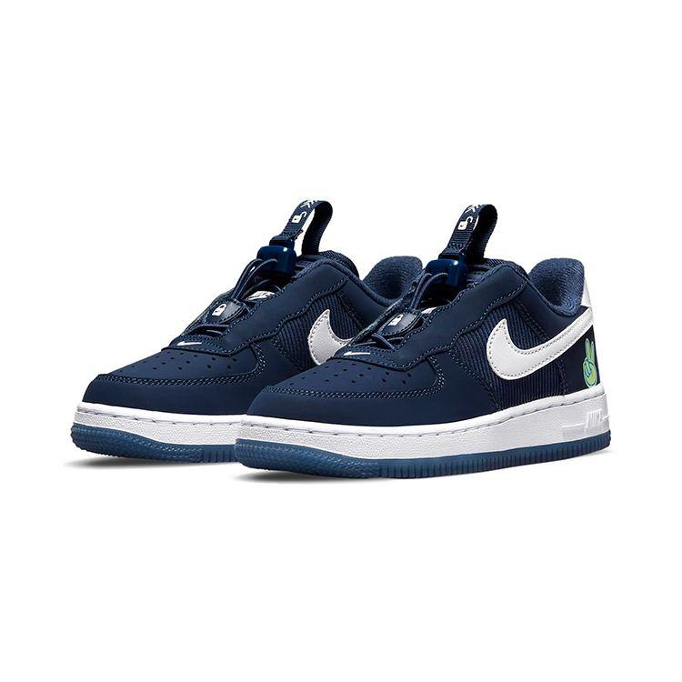 Nike Force 1 Toggle SE PS Peace Kids Sneakers Blue Midnight-Navy Lime-Glow DB1814-400