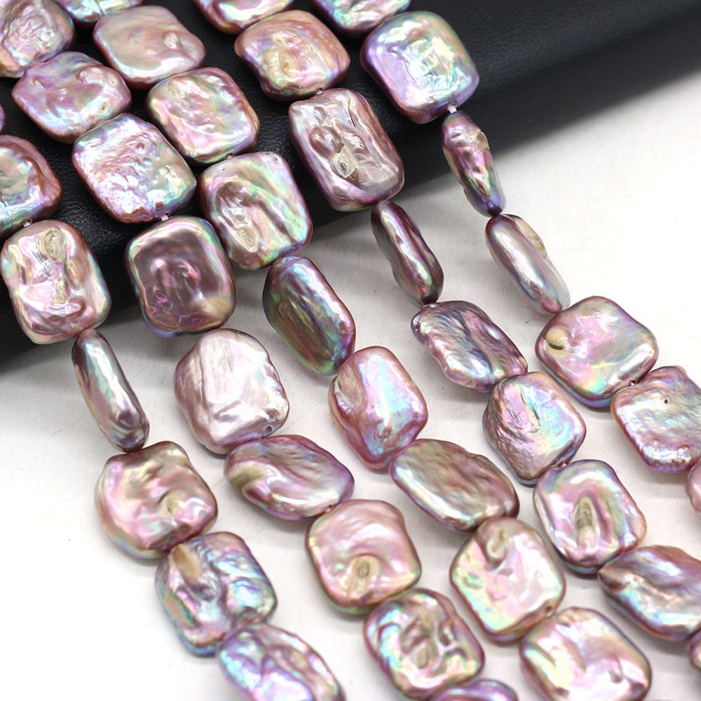 1String, Purple Natural Freshwater Pearls, 15×18mm, Handmade Rectangle Pearl Beads for Jewelry Making DIY, Cheapest Items Available 36cm