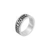 Gucci GG Marmont 3D Double G And Stripe Pattern Vintage Distressed Matte 925 Silver Ring Unisex rings Black 551899-J8400-0811