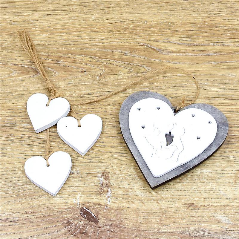 European Wooden Heart Ornaments - Handmade Wedding Pendants & Home Accessories