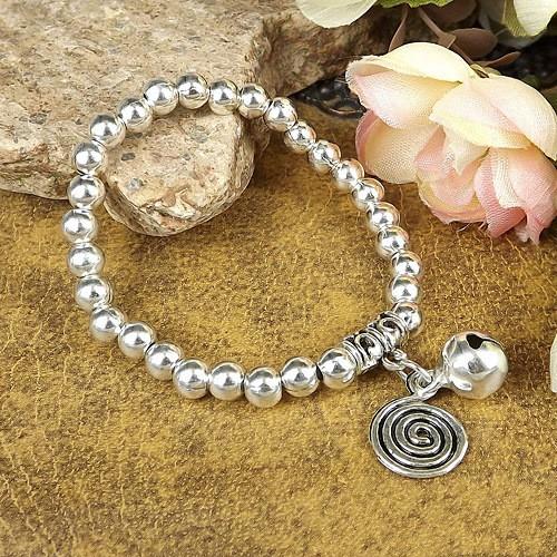 Ethnic Style Miao Silver Thin Bracelet, Elastic Silver Bracelet Women'S Retro Handmade Thai Silver Gift Selection Versatile Jewelry