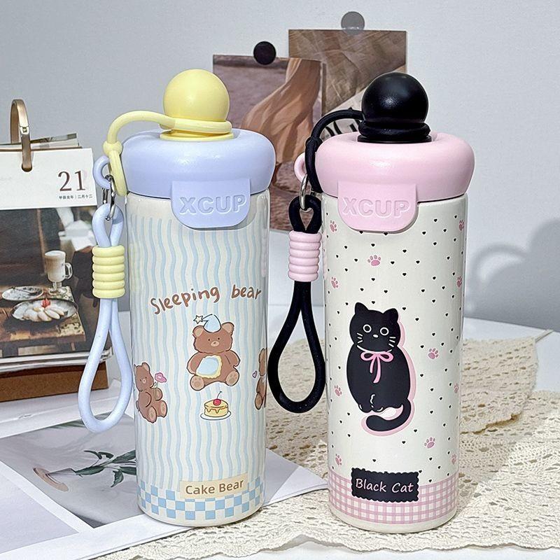 316 Stainless Steel Insulated Coffee Mug With Straw And Carrying Rope For Office And Travel