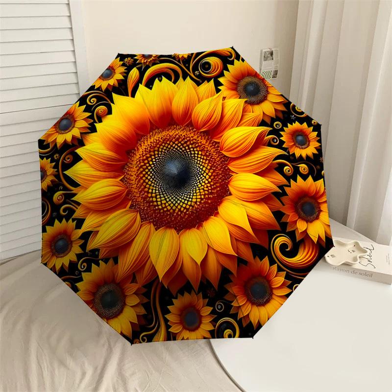 

1PC sunflower pattern Automatic Open/Close Umbrella with Windproof, 8-Rib Sturdy Canopy, Durable Ribs, Fashionable Design,1298A
