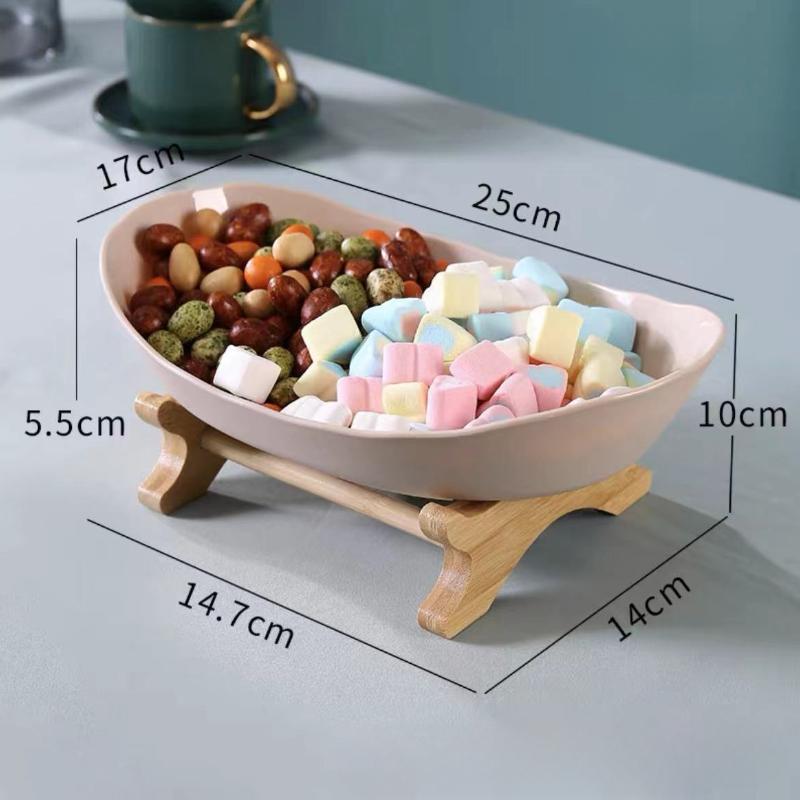 Fruit Plate Snack Tray Candy Dish for Home Living Room Coffee Table Dried Fruit Bowl Wooden Tableware Dishes