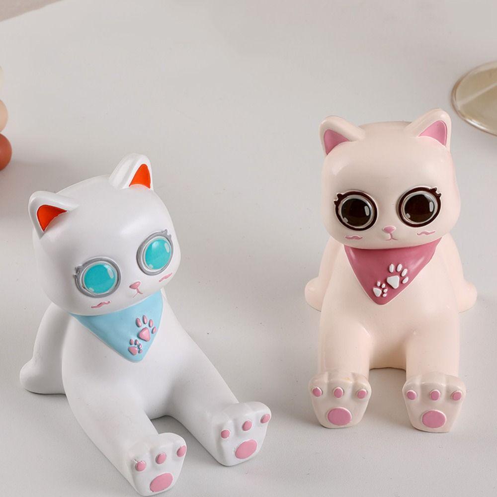 Resin Cat Desktop Stand Anti Slip Cat Shape Phone Bracket Cat Shaped Phone Holder Home Ornaments