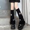 Black White Grey Star Knitted Leg Warmers Winter Warm Cotton Thigh High Stockings Elastic Warm Thigh Knitted Boot Stockings