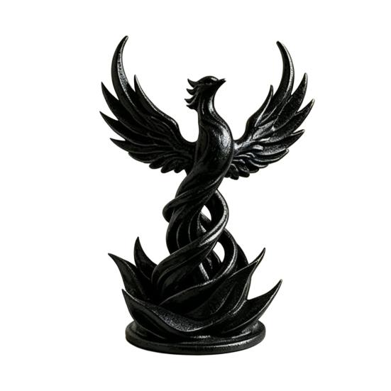 Phoenix Rising Sculpture Bird Figurine Decoration with 3D Printed Phoenix Mythical Creature Wings чёрный