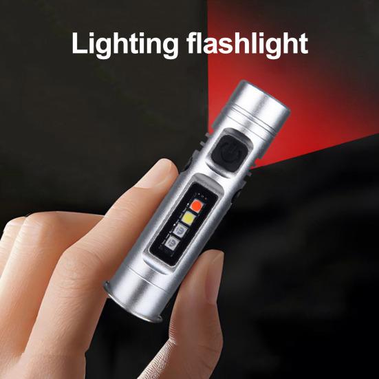 Rechargeable Flashlight Hands-Free LED Torch with Magnetic Base And Rear Buckle 500 Lumens High Power Mini Light for Camping Hiking Travel