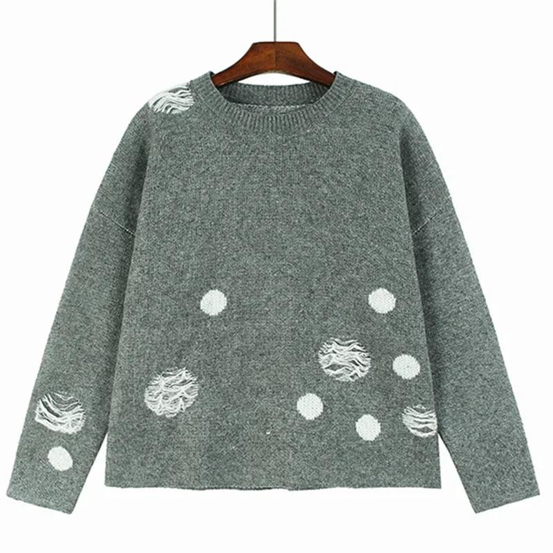 

XITAO Вязаные свитера Свободные повседневные модные простые женские свитера в горошек DMJ3144 One Size серый