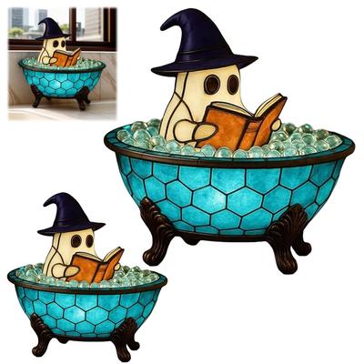 Halloween Ghost Bubble Bath LED Lamp Cute Ghost Night Light for Bathroom Bathtub Decor Color-Changing Mood Light