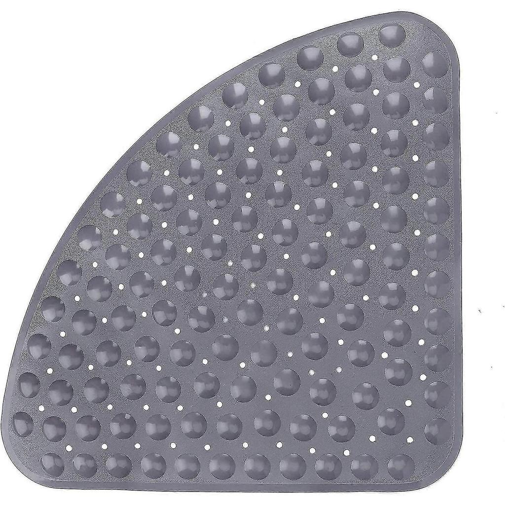 Non-slip Shower Mat For Bathtub With Drainage Port For Shower Or Tub, Pvc Triangle Bath Mat 54 X 54 Cm, Gray
