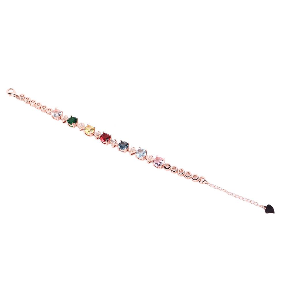 Shiny Colorful Rhinestones Bracelet Women Exquisite Fashionable Elegant Silver Bracelet Jewelry Rose Gold