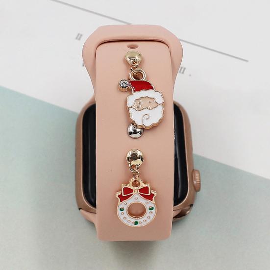 Watch Band Decoration Ring Festive Enamel Colorful Geometric Smooth Decorative Gift Christmas Tree Santa