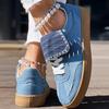 Colorblock Patchwork Lace-up Casual Sneakers - Without Anklet