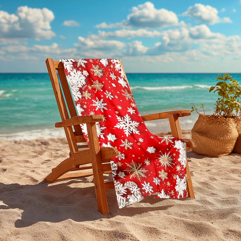 1Pc Snowflakes Background Beach Towel Quick Dry Multiuse For Beach Pool Gym Yoga Home Travel Christmas Halloween Xmas Gift S1145