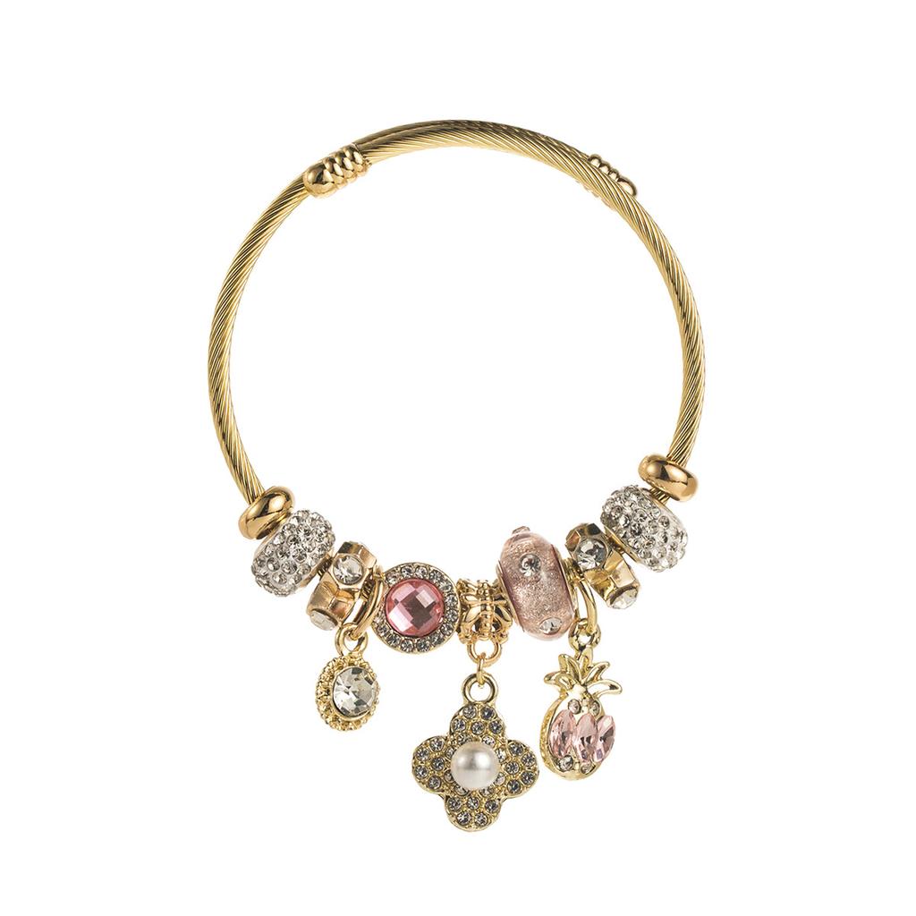 Mode Polyvalent Nacre Incrustée Fleur Ananas Accessoires Pendentif Bracelet Ne Se Décolore Pas Bracelet Couple